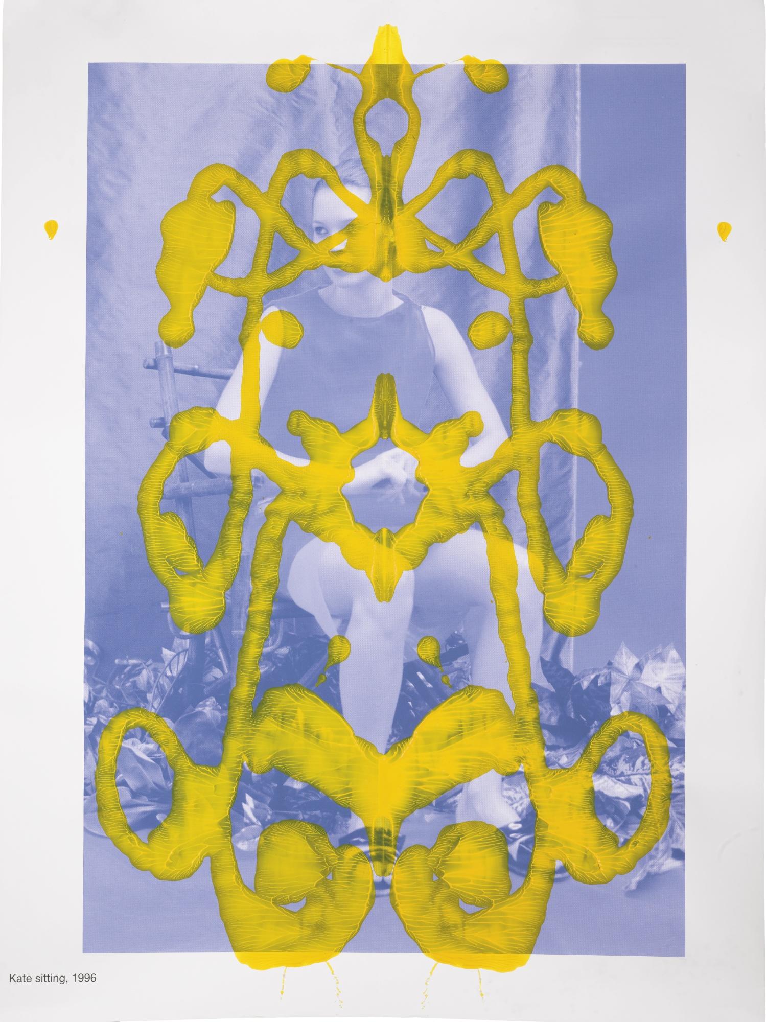 Asher Penn - Kate Moss Rorschach (Yellow On Blue)