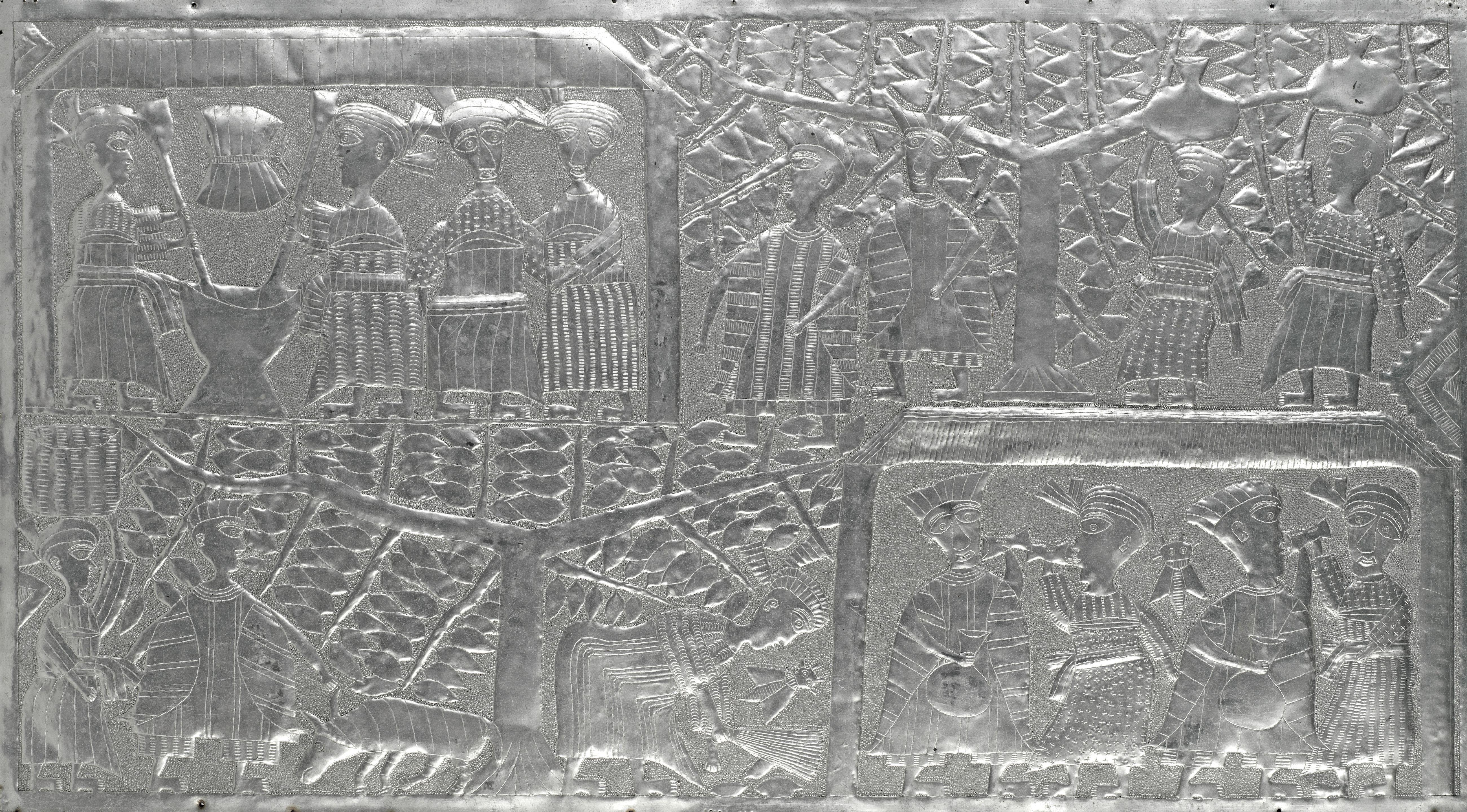 Asiru Olatunde - Domestic Scenes With Flora And Fauna