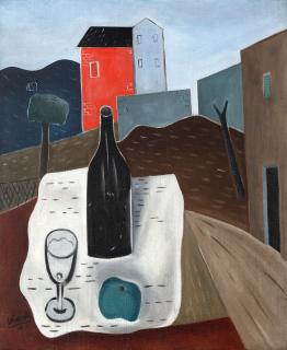 Atanasio Soldati - Natura morta con paesaggio