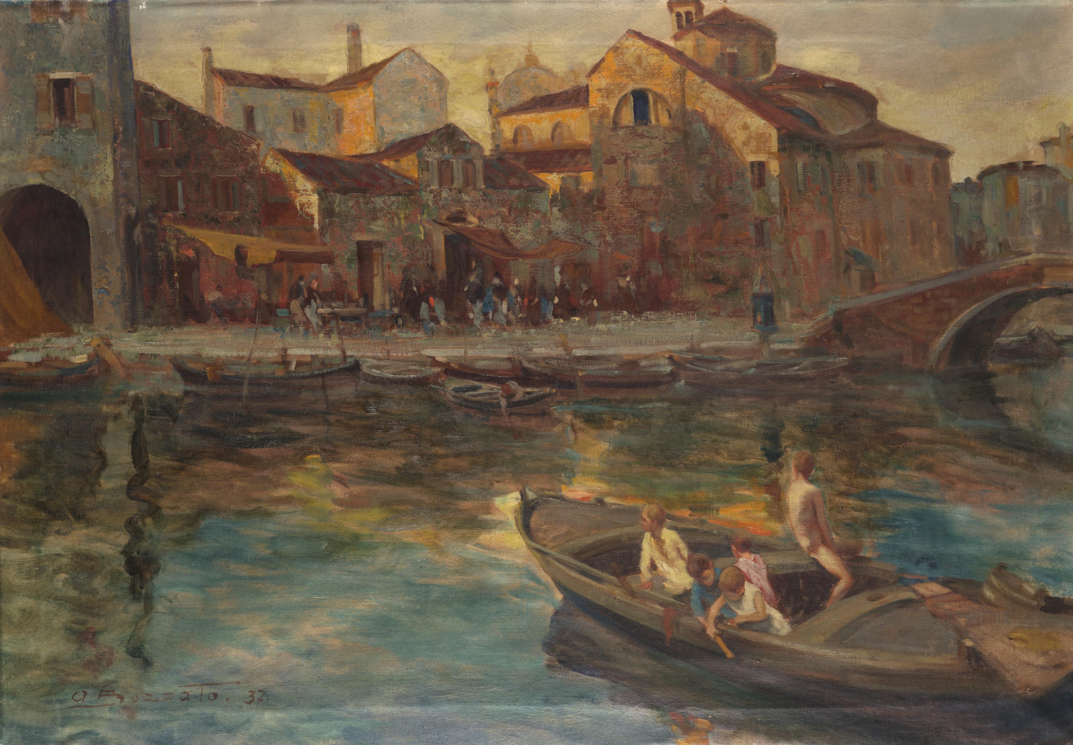 Attilio Achille Bozzato - Giovani bagnanti a Chioggia