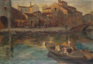 Attilio Achille Bozzato - Giovani bagnanti a Chioggia