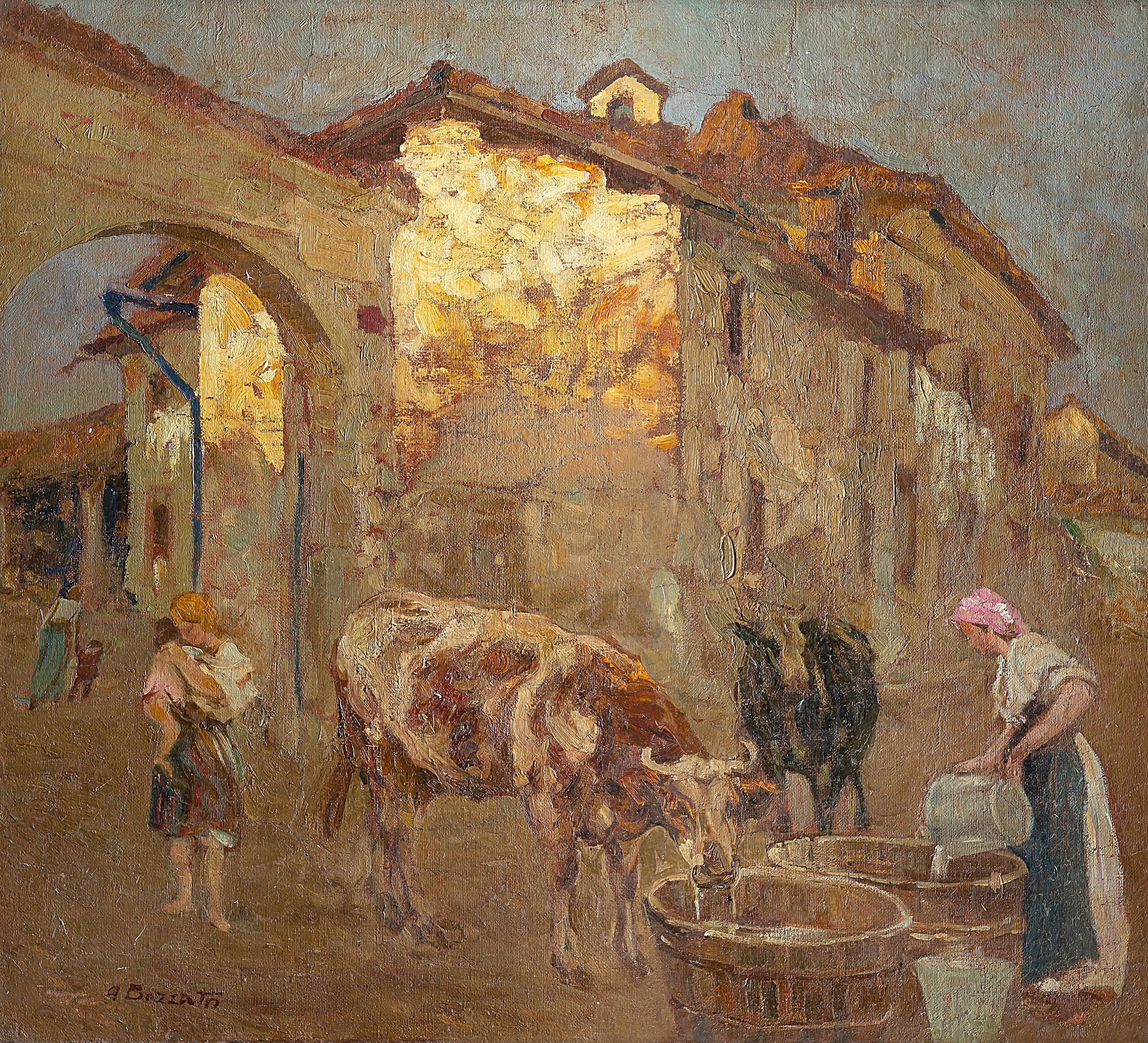 Attilio Achille Bozzato - Scena di paese