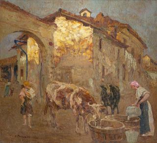 Attilio Achille Bozzato - Scena di paese