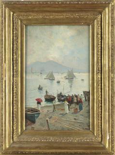 Attilio Pratella - Fishermen unloading the catch, in the Bay of Naples