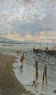 Attilio Pratella - I pescatori: fisherfolk on the beach