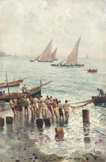 Attilio Pratella - Pescatori, tirando la rete