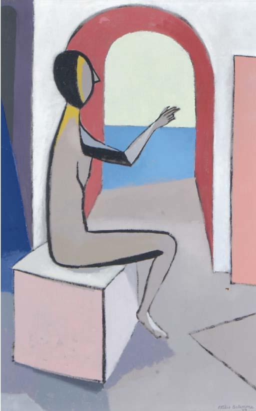 Attilio Salemme - A Figure Seated In An Interior