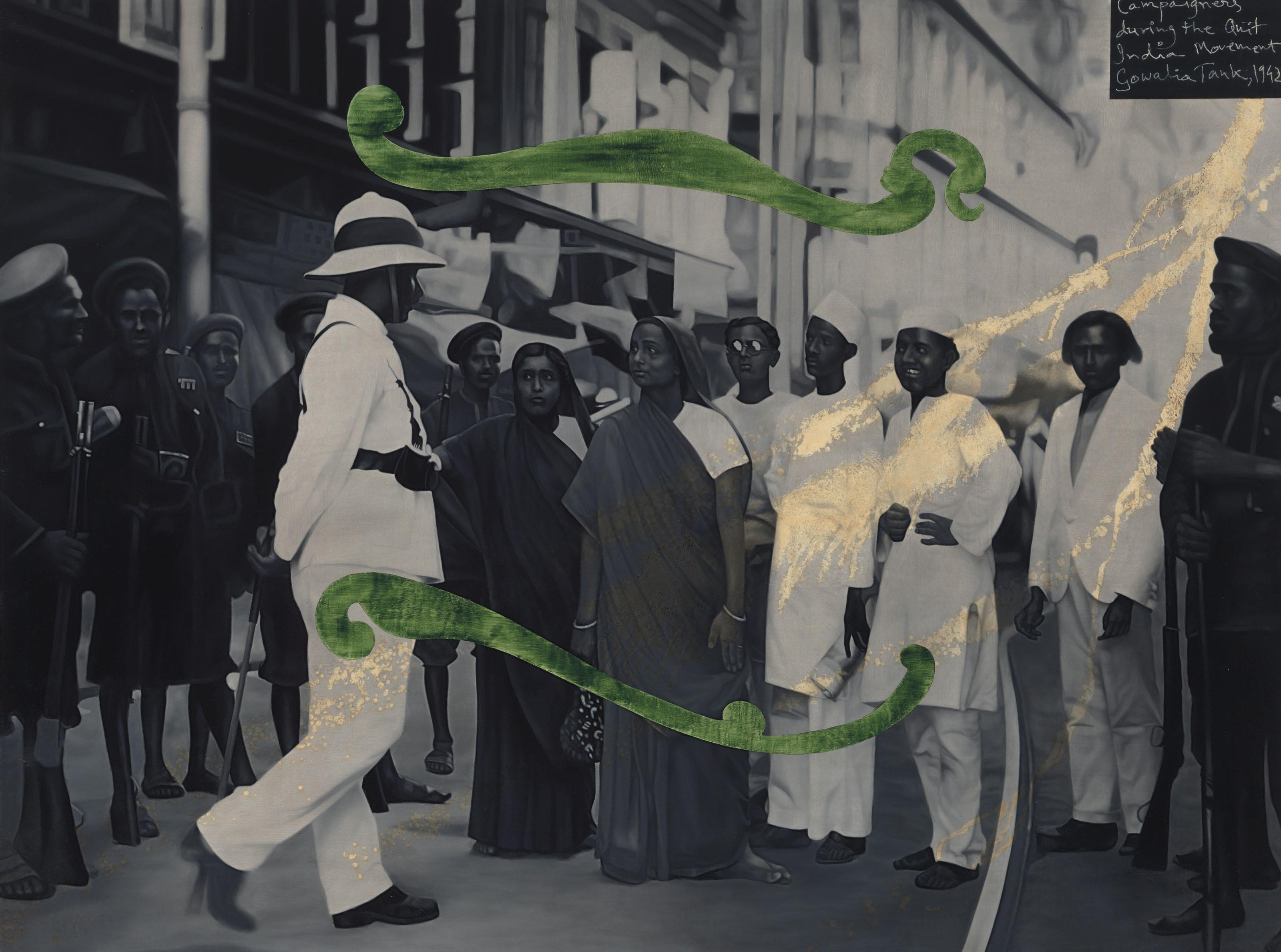 Atul Dodiya - Campaigners during the Quit India Movement, Gowalia Tank - 1942