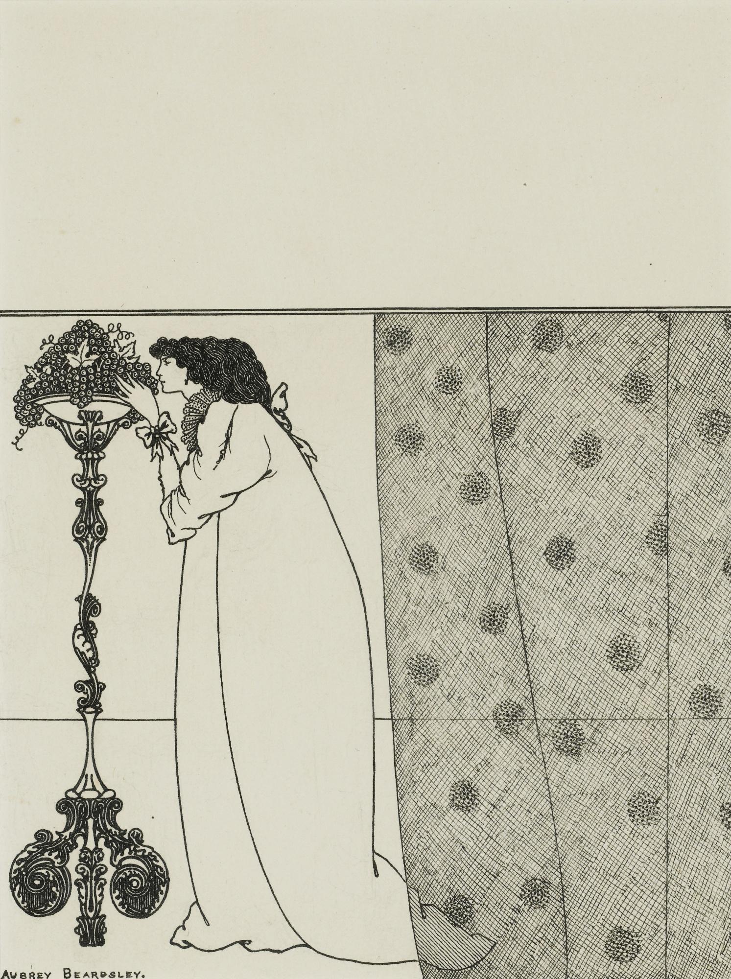 Aubrey Vincent Beardsley - Design For The Front And First Page Of The Savoy Or Woman Fondling Grapes