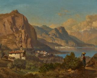 August Albert Zimmermann - Blick auf Bellagio am Comer See.