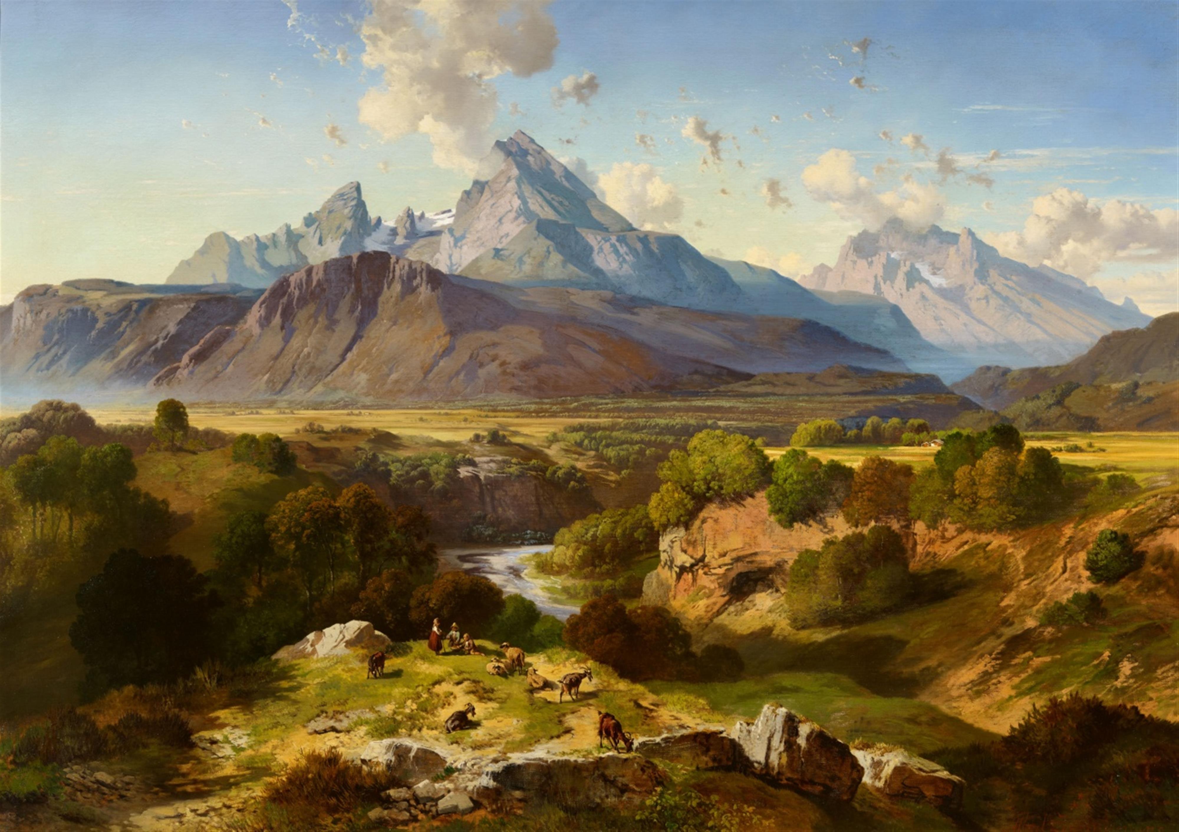 August Albert Zimmermann - Blick auf Watzmann und Hochkalter