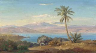 August Albert Zimmermann - The Sicilian coast with Mount Etna in the distance