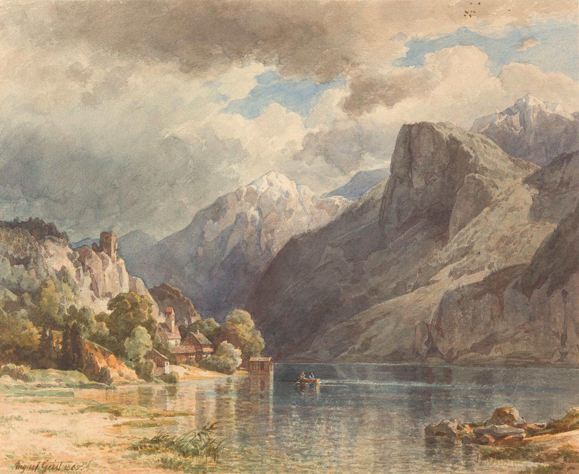 August Christian Geist - Gebirgslandschaft mit See.