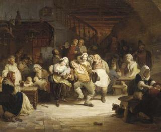 August de Wilde - Merrymaking in a tavern