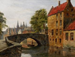 August Fischer - Ansicht von Brügge mit Rathaus