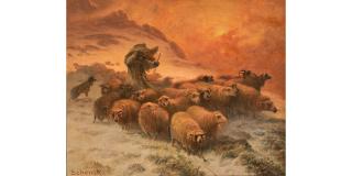 August Friedrich Albrecht Schenck - Guarding the Flock in a Winter Gale