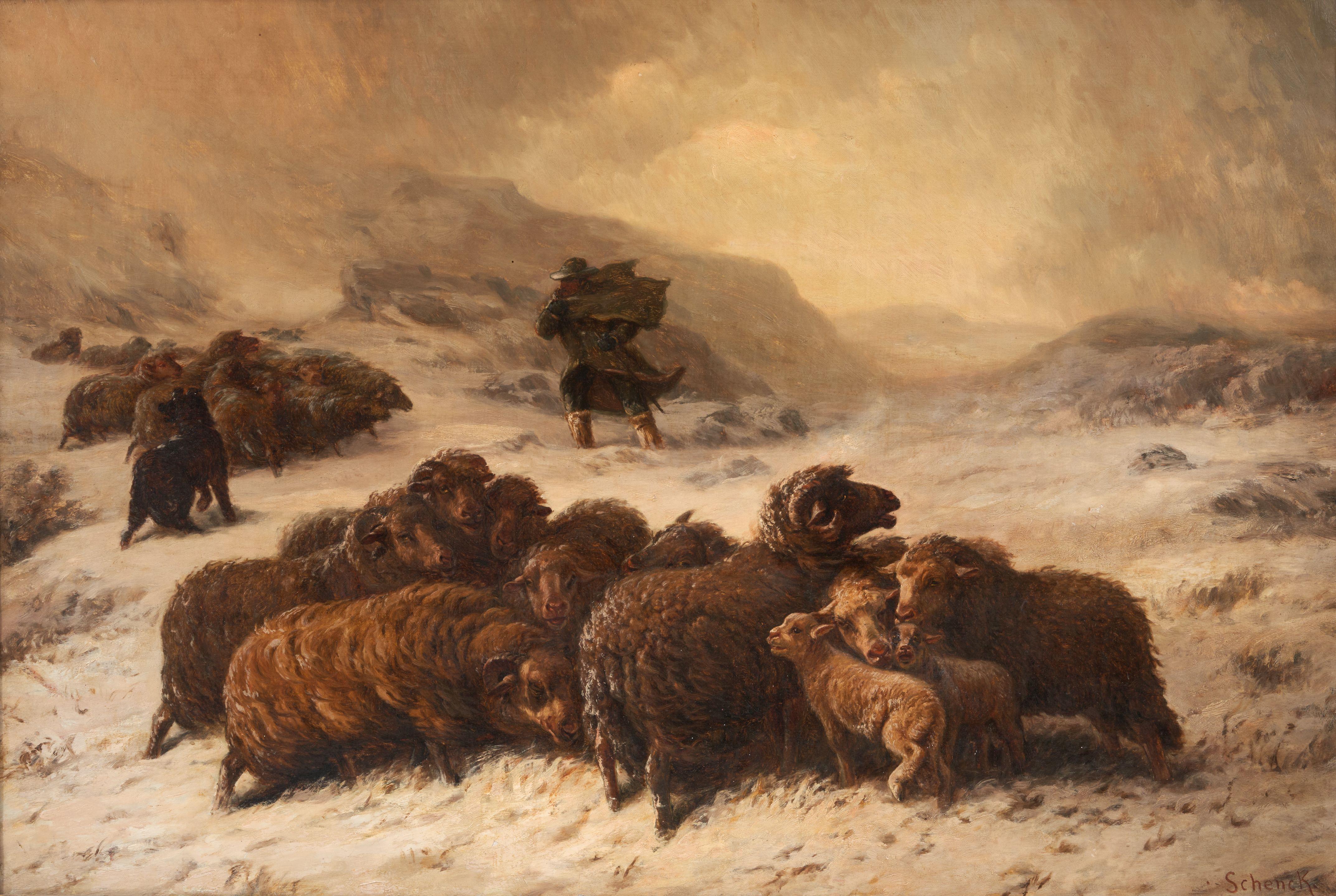 August Friedrich Albrecht Schenck - The Storm framed 124.5 x 94.0 x 9.5 cm (49 x 37 x 3 3/4 in).