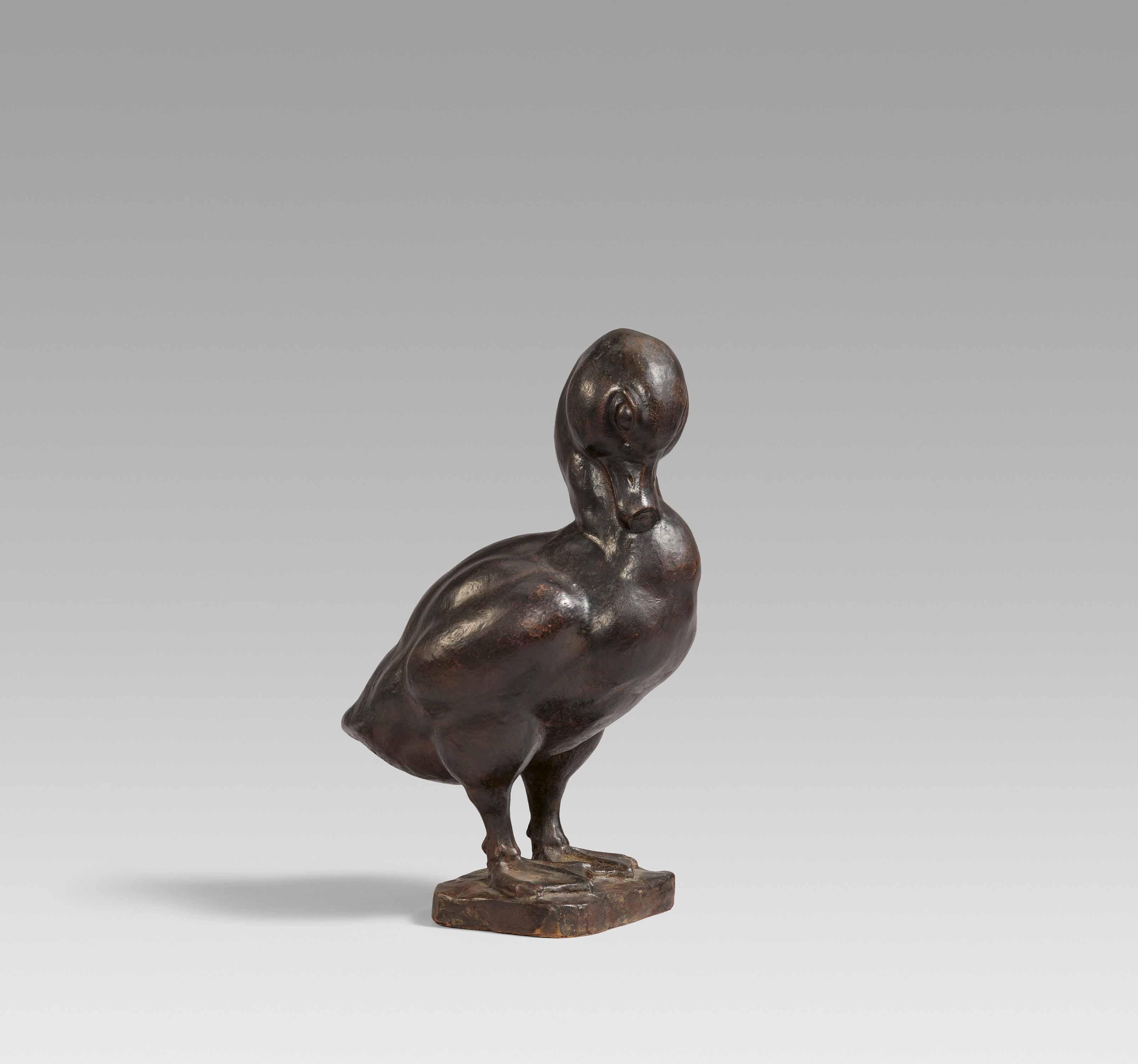 August Gaul - Junger Schwan, sich putzend.