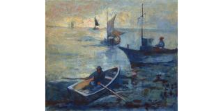 August Gay - Man in a Rowboat 20 1/2 x 24 in. framed 24 x 27 3/4 in.