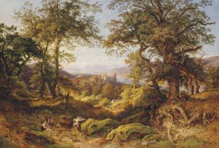 August Georg Friedrich Lucas - A family gathering wood in the hills above Heidelberg