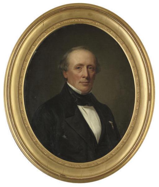 August Heinrich Georg Schiott - Portrait of F. Wichfeld (1800-1888), quarter-length, in a black suit with white shirt and a medal; and Portrait of V. Wichfeld (1822-1908), quarter-length, in a black dress with lace trim, a bow in her hair