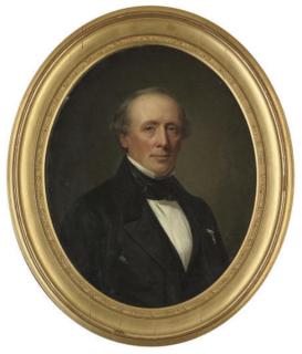 August Heinrich Georg Schiott - Portrait of F. Wichfeld (1800-1888), quarter-length, in a black suit with white shirt and a medal; and Portrait of V. Wichfeld (1822-1908), quarter-length, in a black dress with lace trim, a bow in her hair