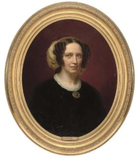 August Heinrich Georg Schiott - Portrait of Princess Louise-Charlotte von Hesse-Cassel (1789-1864), bust-length, in a black dress with white lace trim