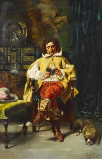 August Hermann Knoop - Lesender Landsknecht.