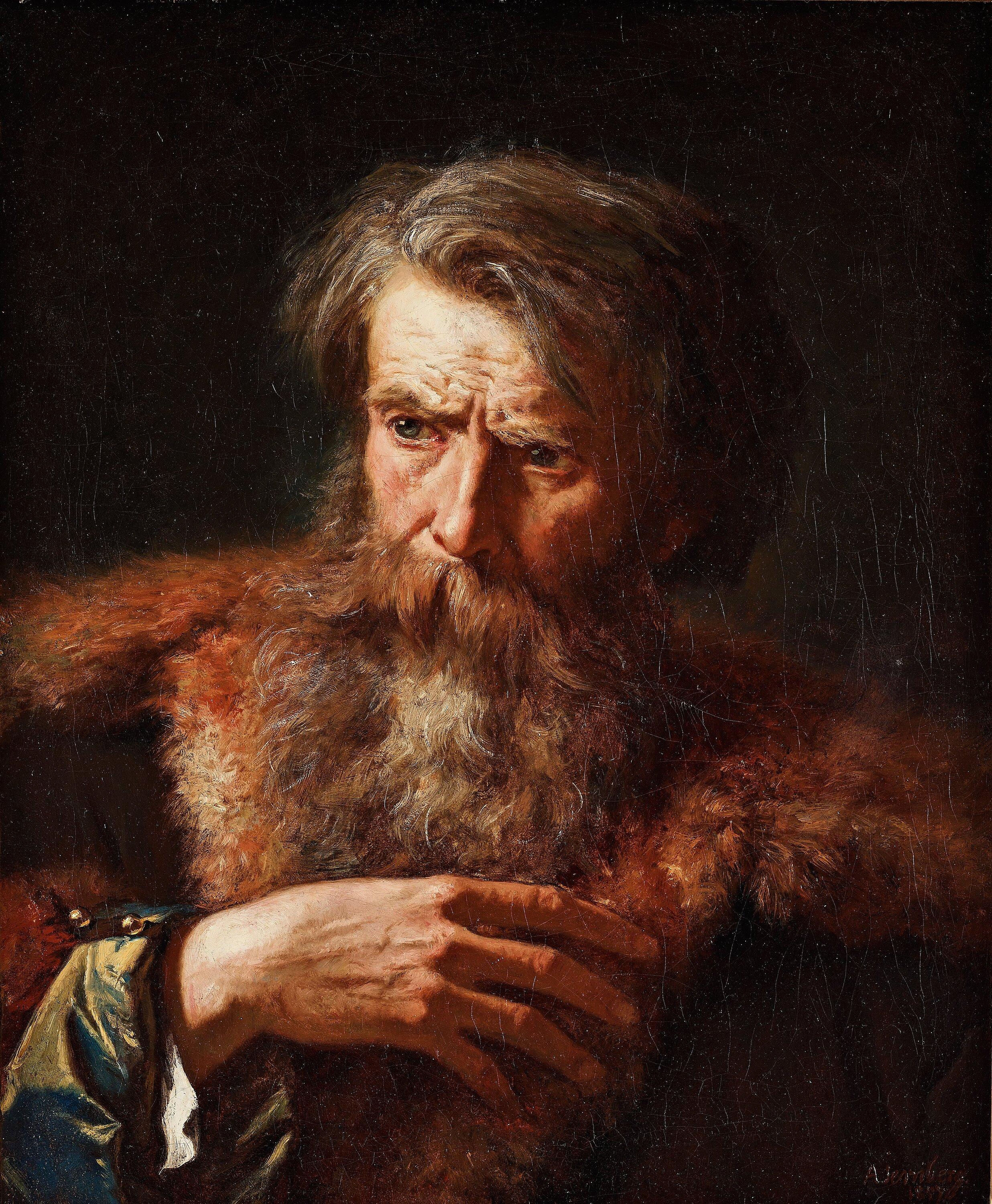 August Jernberg - A bearded man in a fur trimmed coat; perhaps a depiction of Hermann Arminius (18/17 BC – AD 21), chieftain of the German