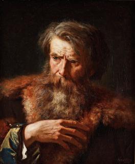 August Jernberg - A bearded man in a fur trimmed coat; perhaps a depiction of Hermann Arminius (18/17 BC – AD 21), chieftain of the German