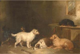 August Knip - In the dog pen