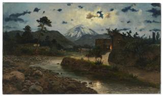 August Löhr - Night in Mexico in Front of Popocatepetl