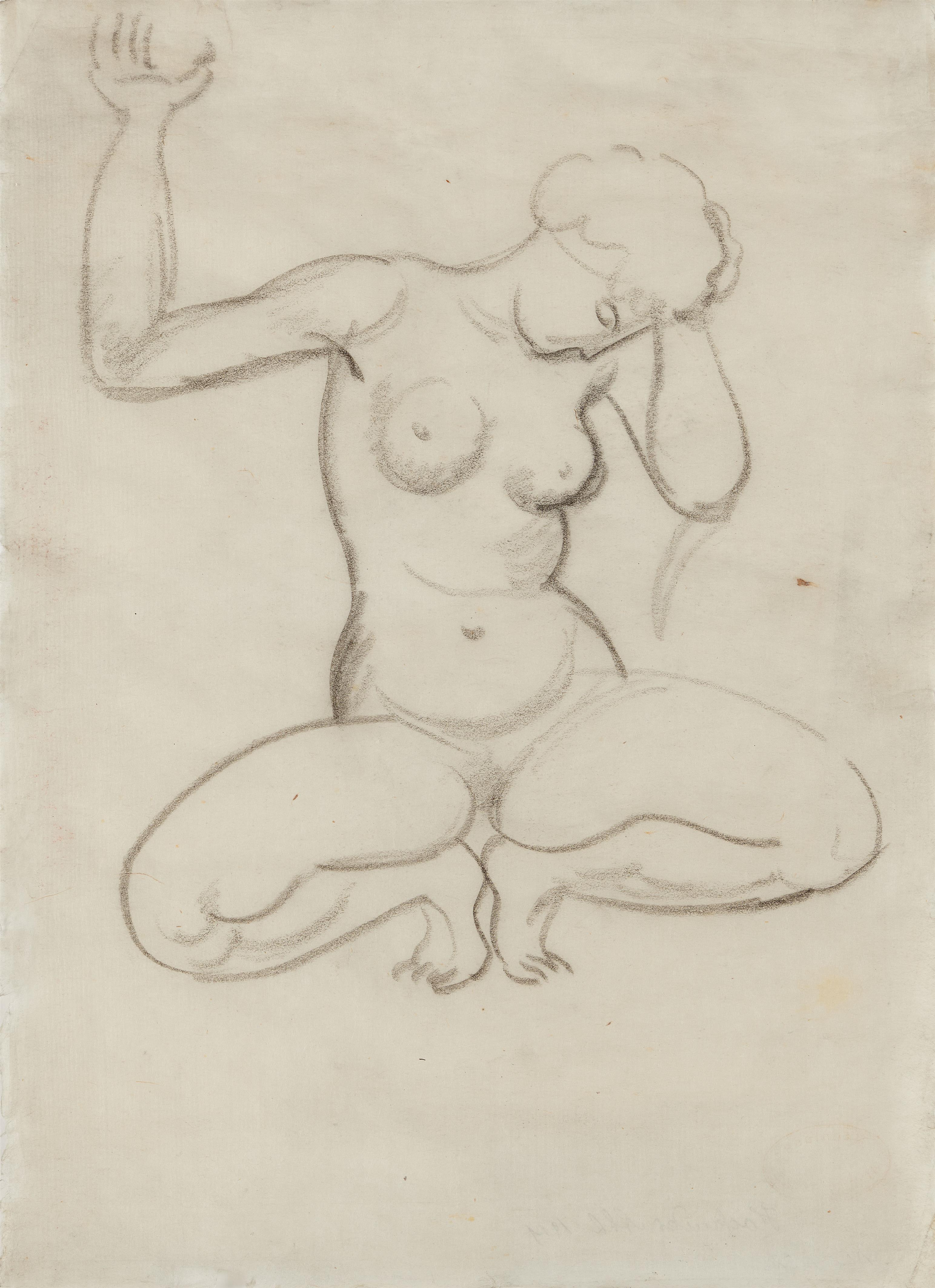 August Macke - Hockender weiblicher Akt