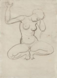 August Macke - Hockender weiblicher Akt