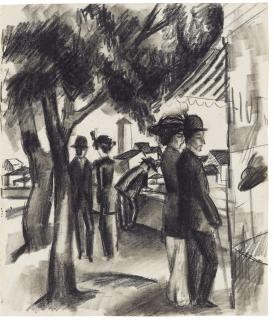 August Macke - Spaziergänger unter Bäumen (Leute vor dem Schaufenster)