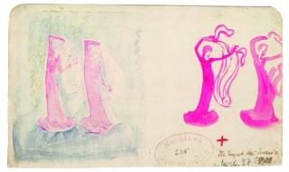 August Macke - Zwei Entwürfe: Tänzerinnen mit Schleier