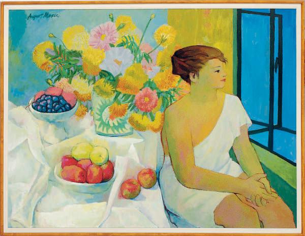August Mosca - Fruit, Flowers and Figure