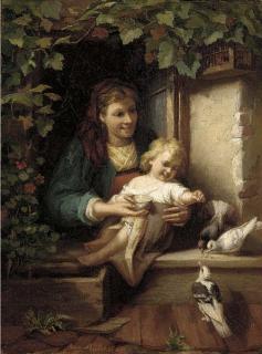 August Müller - Feeding the birds
