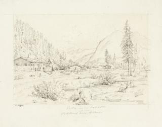 August Podesta - „Partie an der Jachenau mit dem Wirtshaus beim Bücher“.