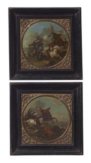 August Querfurt - A battle scene with a fallen horse; and A battle scene with fallen soldiers