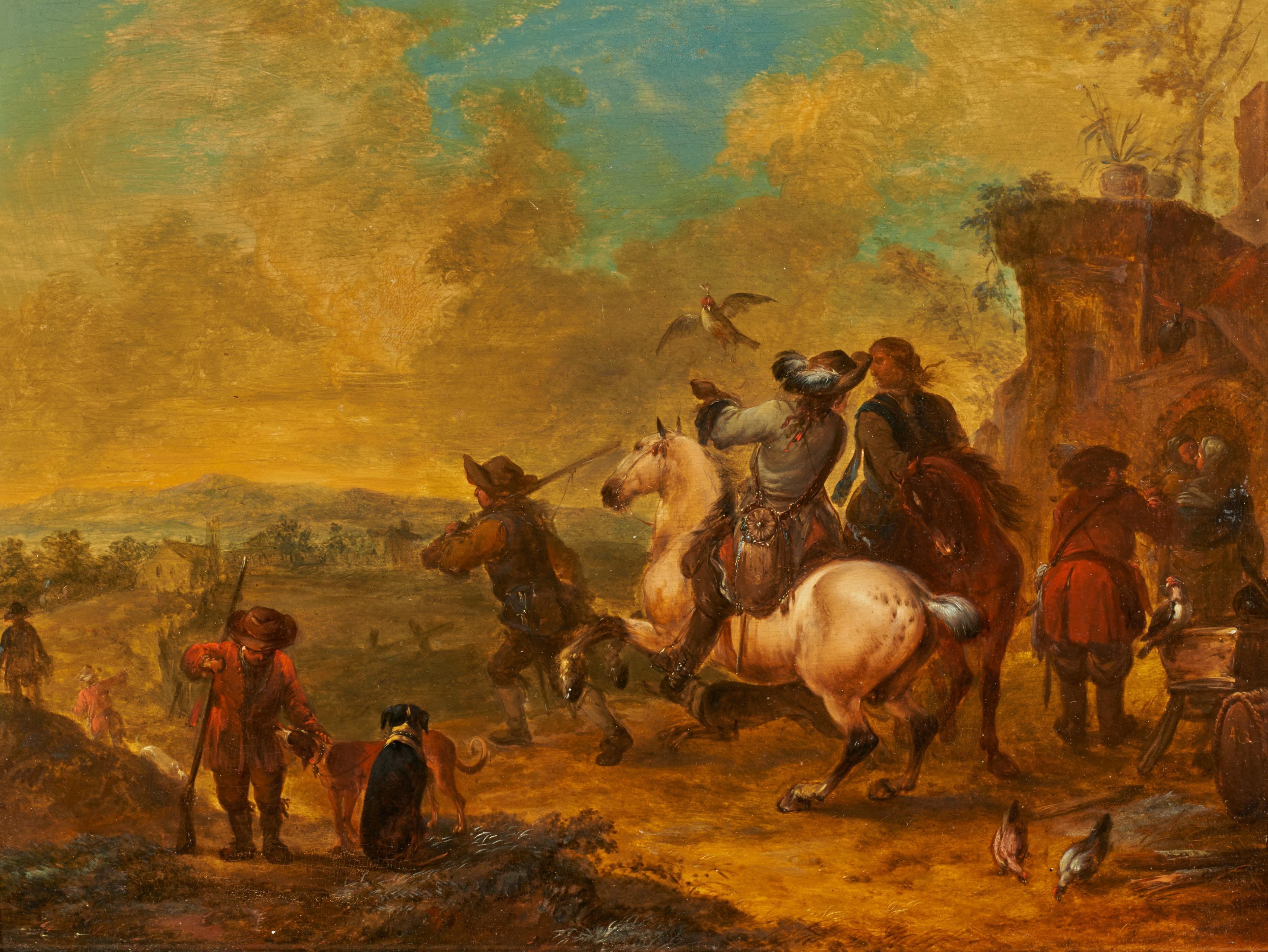 August Querfurt - Aufbruch zur Falkenjagd.