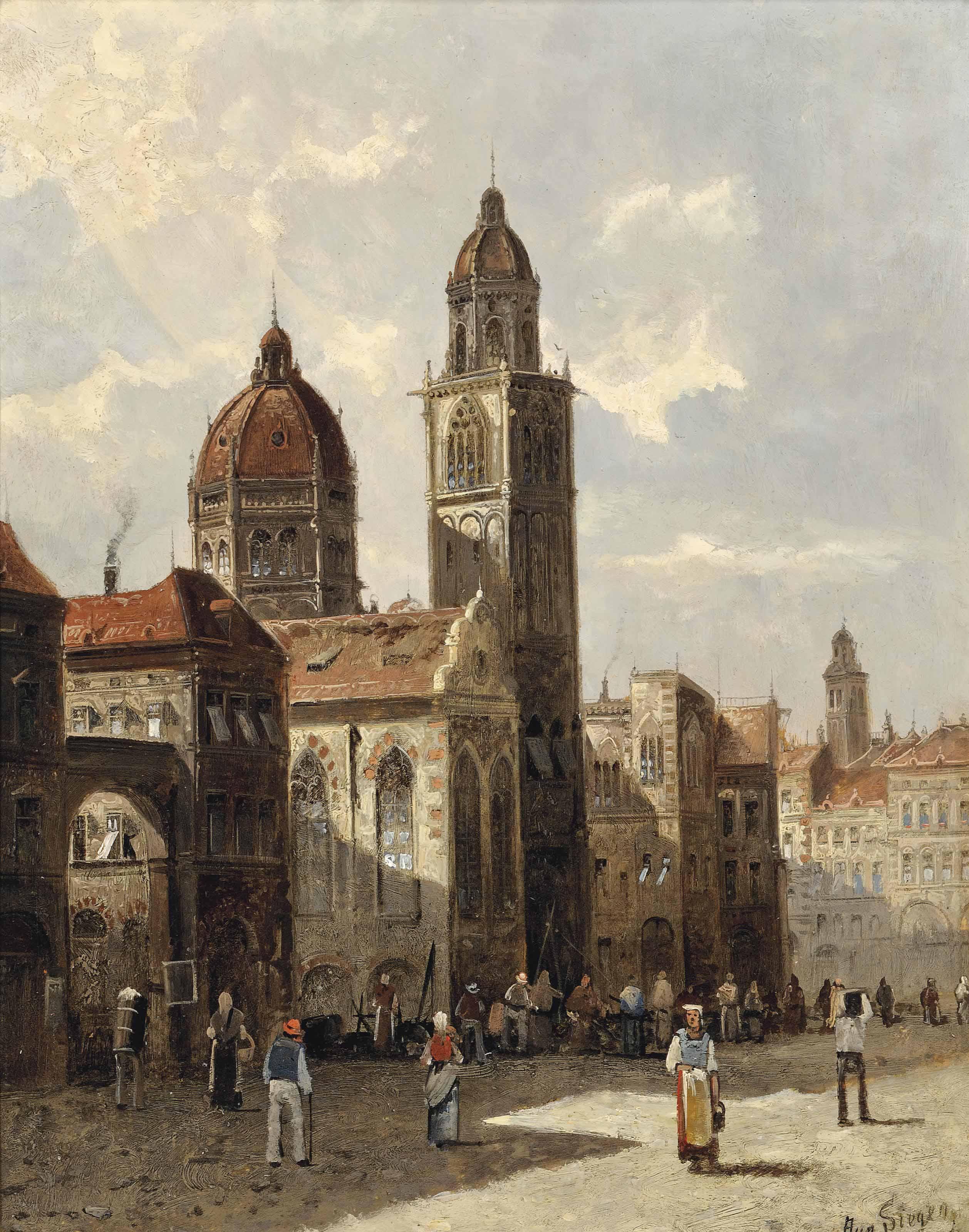 August Siegen - A capriccio view of Florence