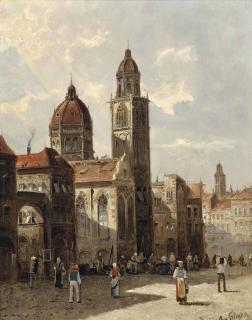 August Siegen - A capriccio view of Florence