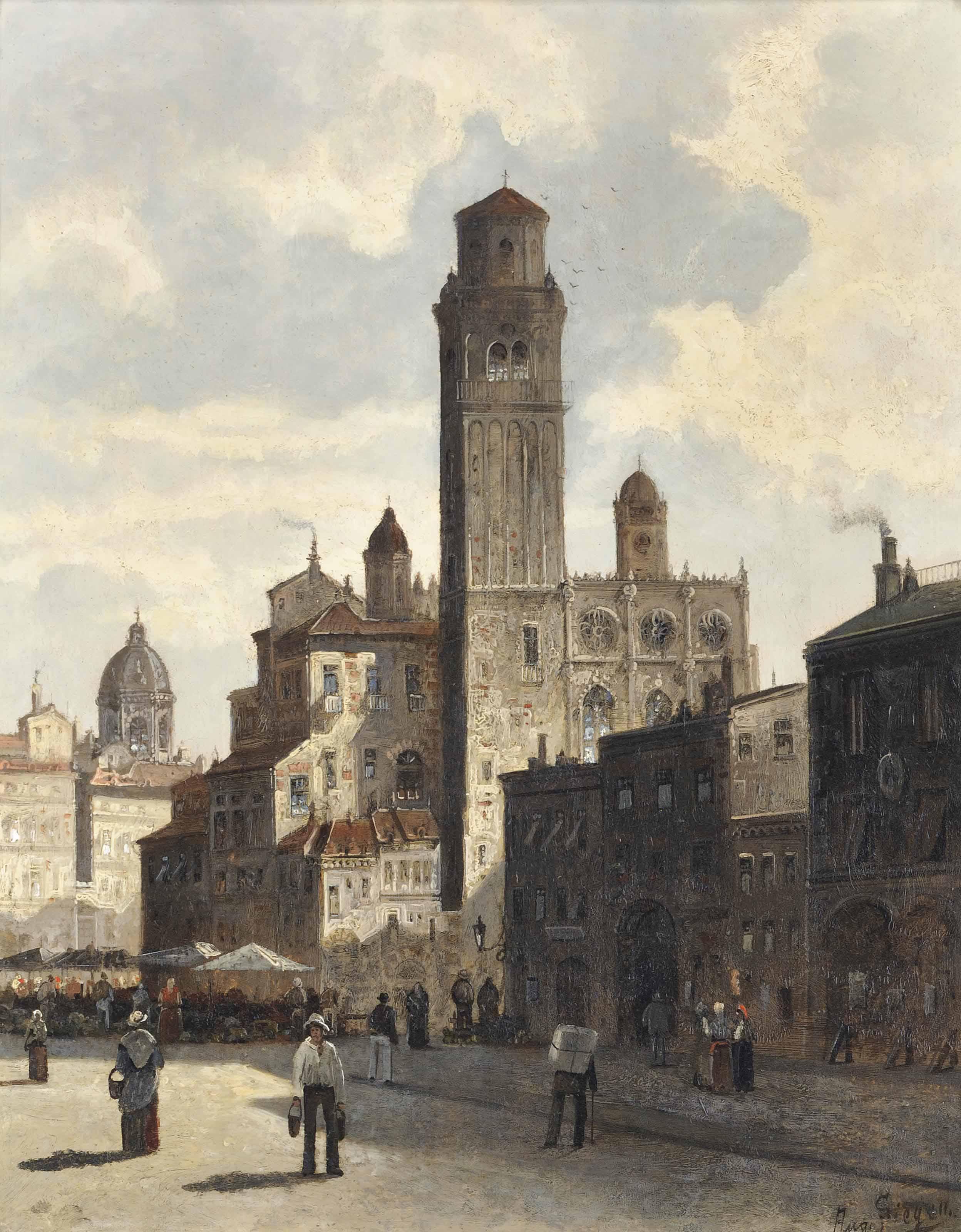 August Siegen - A capriccio view of Verona
