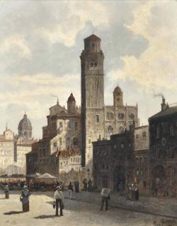 August Siegen - A capriccio view of Verona