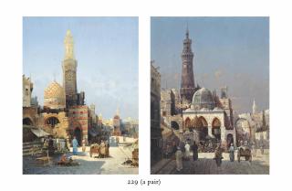 August Siegen - Figures On An Eastern Street; And Another Similar