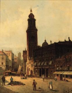 August von Siegen - A market place in Verona