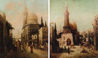 August Von Siegen - A street in an arab town; and A square in an arab town
