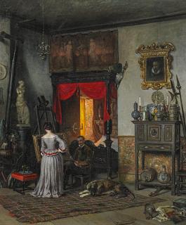 August von Wille - Das Malerehepaar im Atelier. (Clara und August von Wille?).