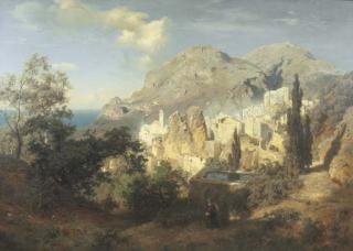August Wilhelm Leu - A View Of The Amalfi Coast